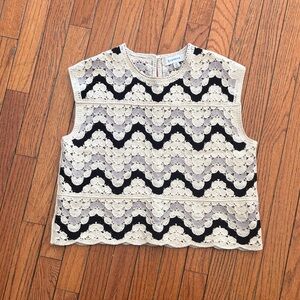 Evereve Crochet Black and Cream Lace Blouse